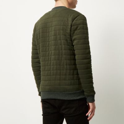 Dark green quilted bomber jacket